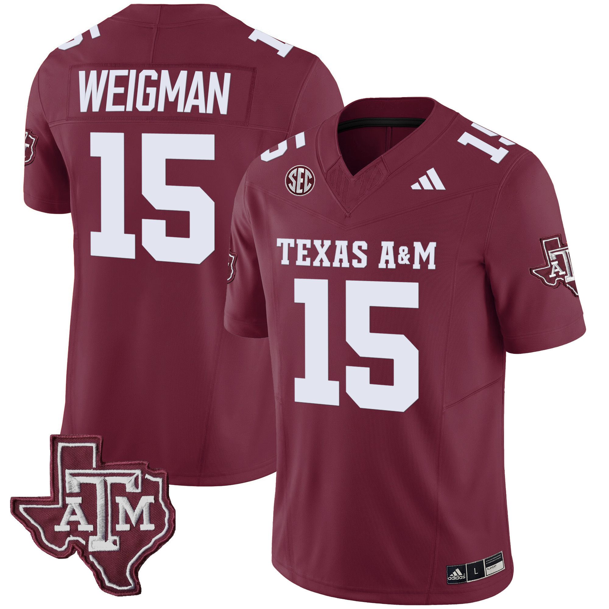Men Texas A&M Aggies #15 Weigman Red 2024 Vapor Limited NCAA Jersey style 1